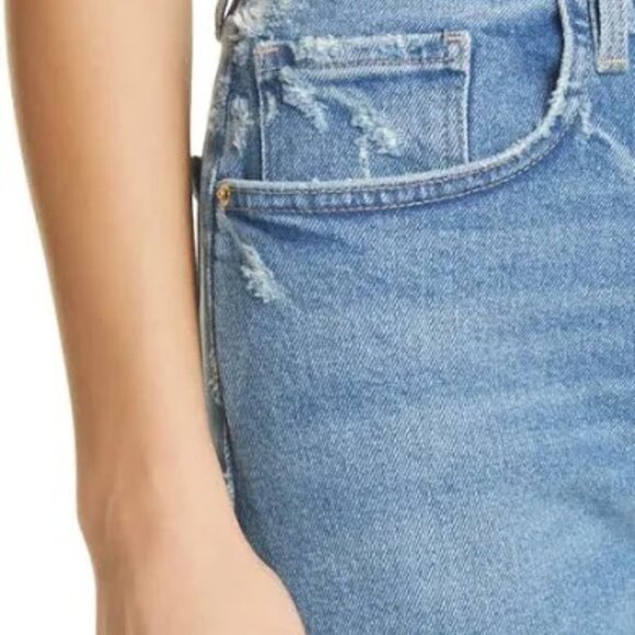 NWOT FRAME Le Vintage Bermuda Raw Edge Denim Shorts in Clarin - Size 23 - Picture 6 of 10